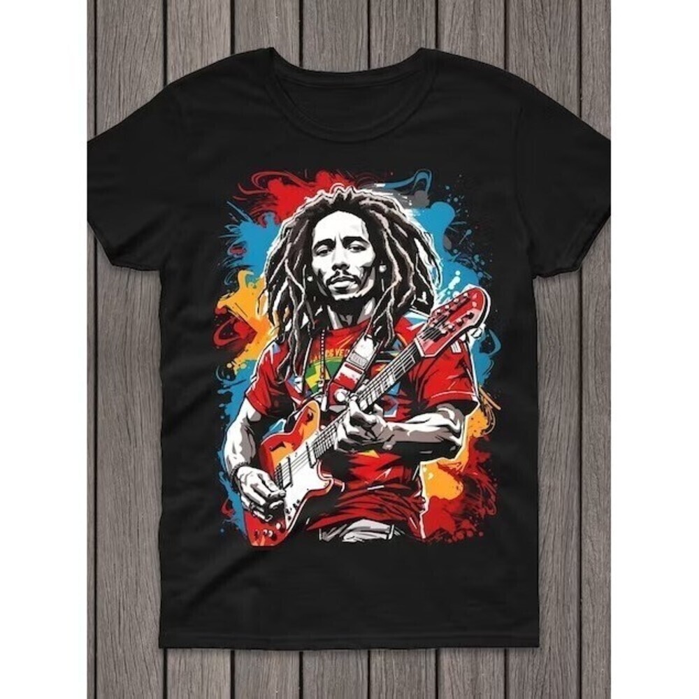 Bob Marley Tshirt Reggae Multi Coloured Face Jamaica Tee Shirt